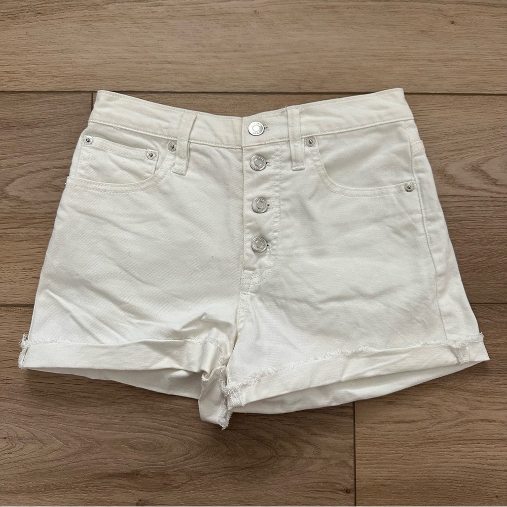 EUC J.Crew High Rise White Denim Jean Shorts 24